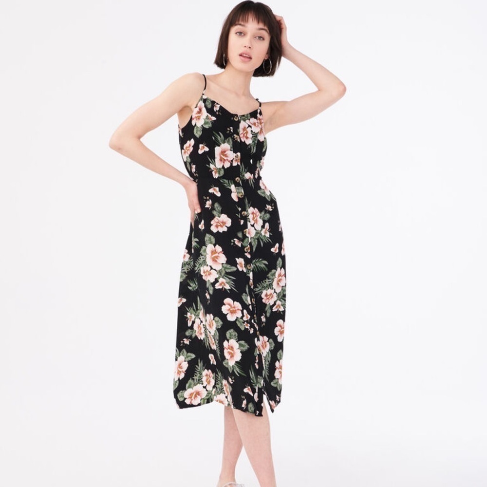 AEROPOSTALE Printed Button-Front Midi Dress floral women’s size XS